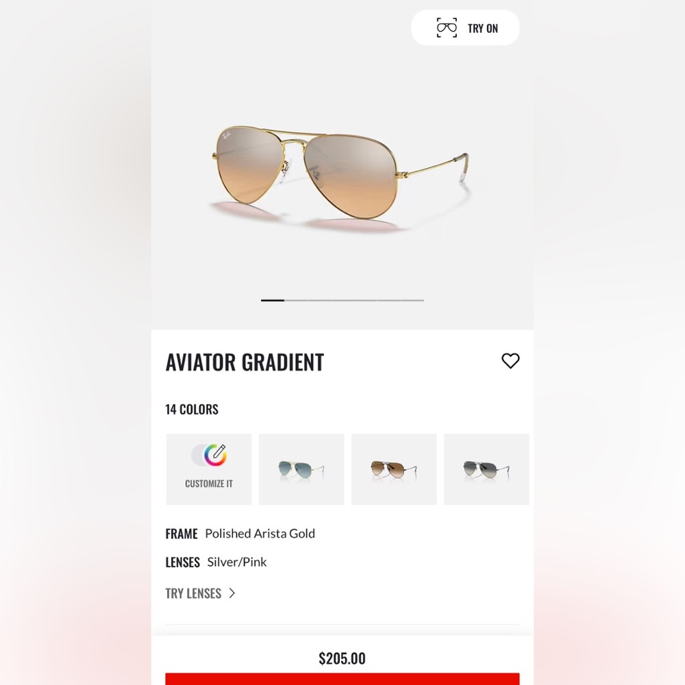 Ray Ban Aviator Gradient Sunglasses | Silver/Pink lenses, Gold frames